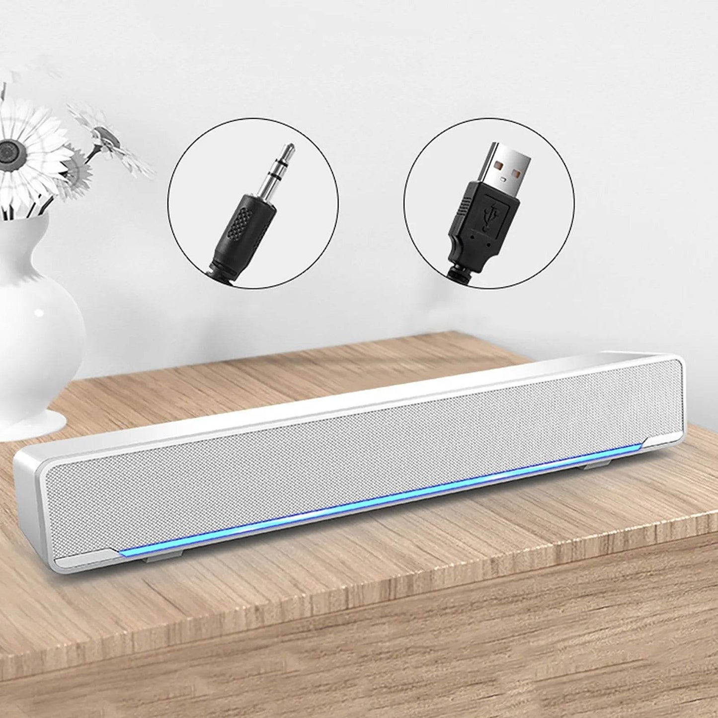 Portable USB Wired Stereo Soundbar - Qiilu