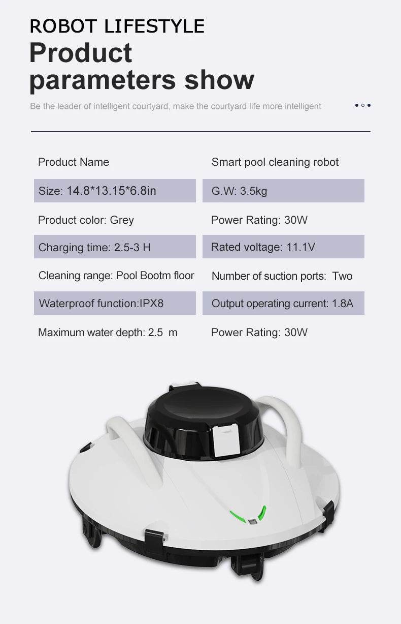 Cordless Robot Vacuum Cleaner for Pool - 5000mAh
