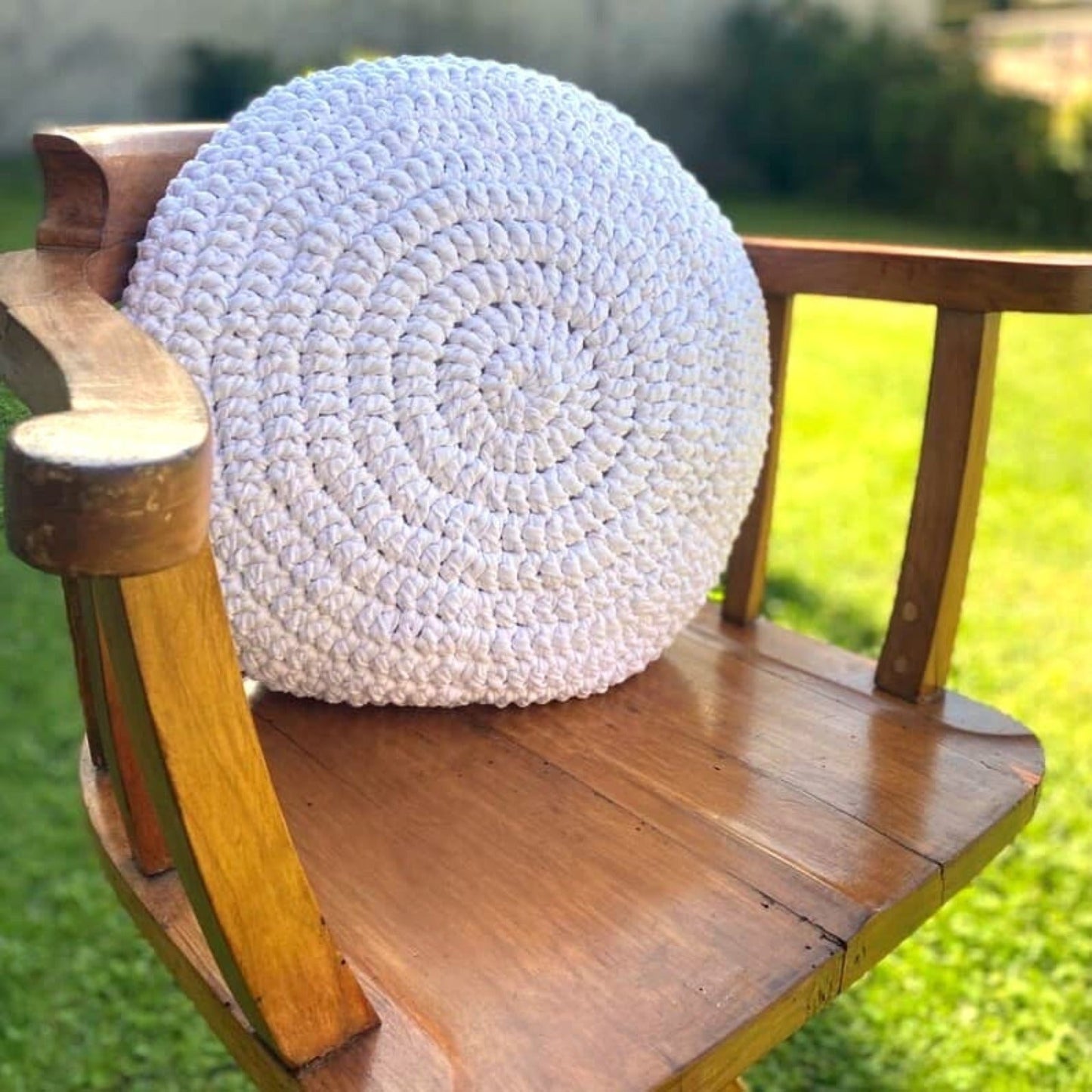 Round Crochet Pillowcase | Stone Gray