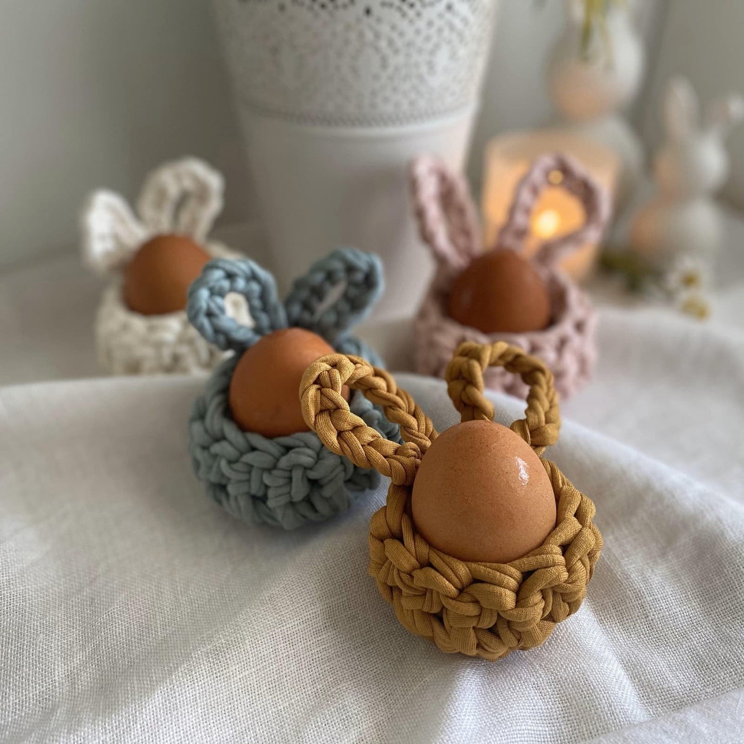 Set of 2 Sage Green Easter Bunny Egg Cups -Limited Edition