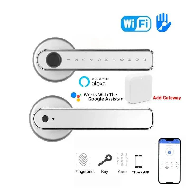 Single-lever smart fingerprint door lock with TTLOCK