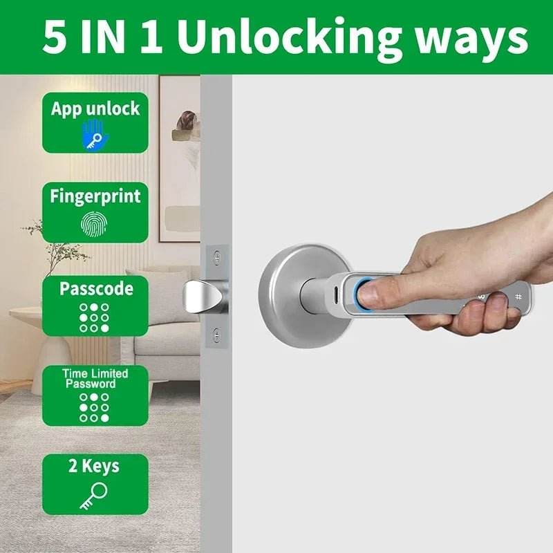 Single-lever smart fingerprint door lock with TTLOCK