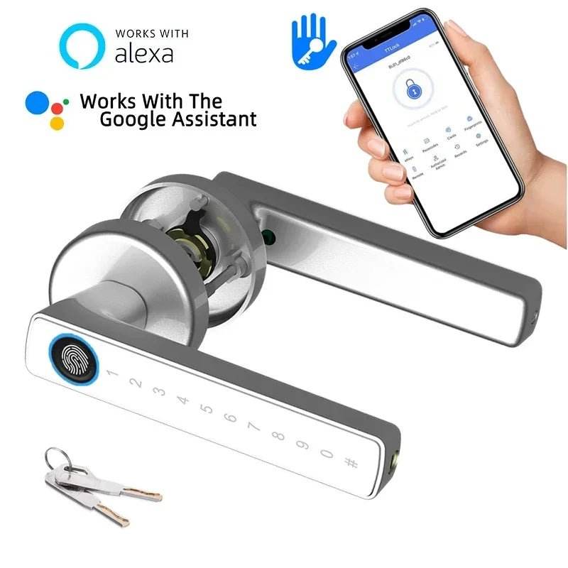 Single-lever smart fingerprint door lock with TTLOCK