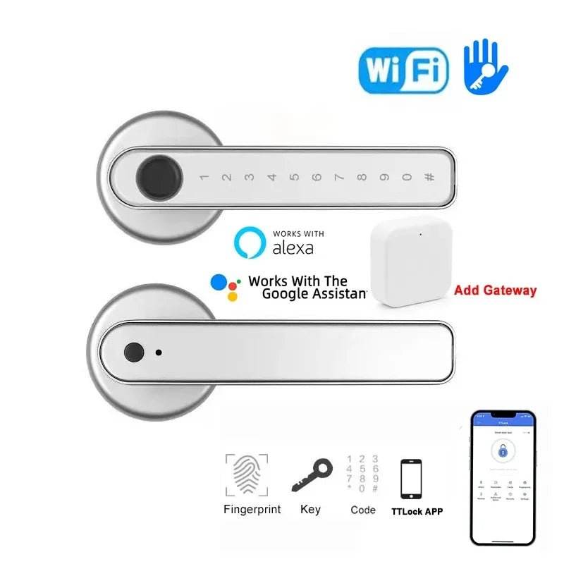 Single-lever smart fingerprint door lock with TTLOCK