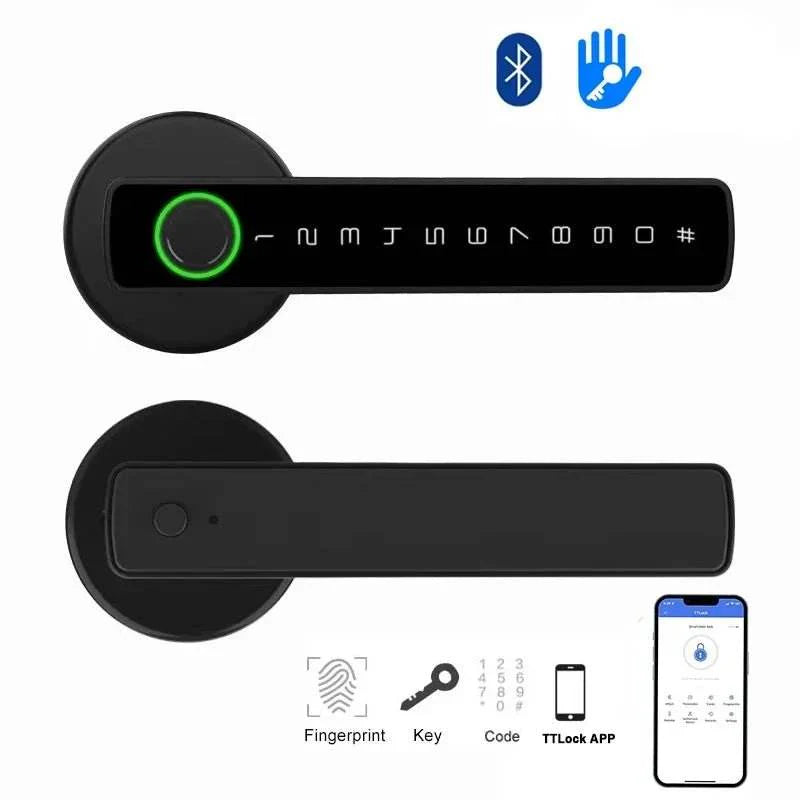 Single-lever smart fingerprint door lock with TTLOCK
