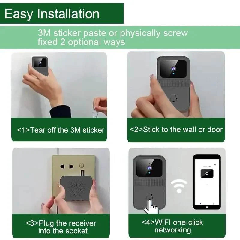 Smart Home Wireless Video Doorbell with 2-Way Audio