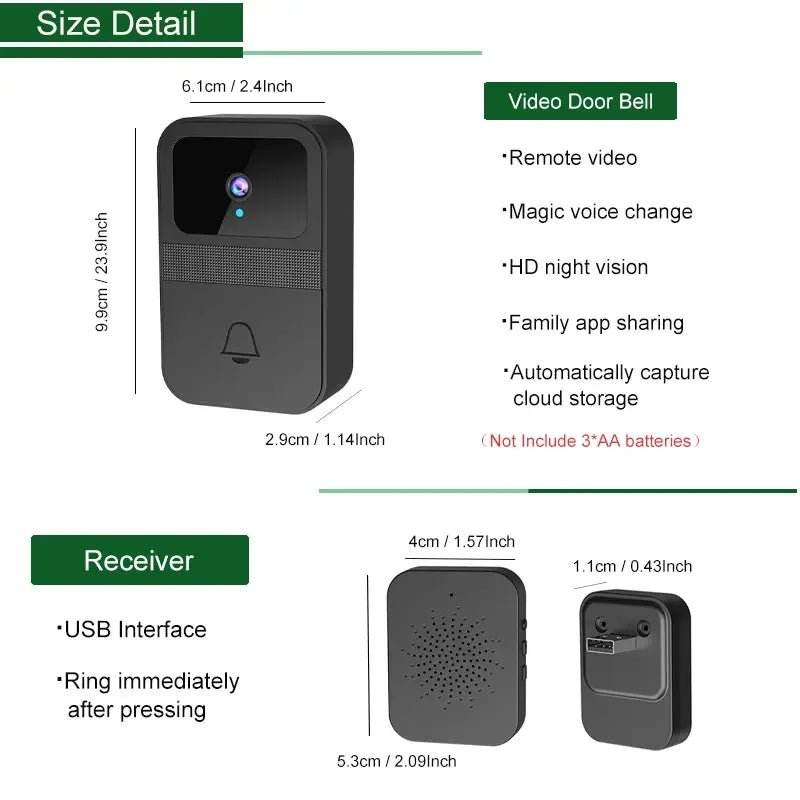 Smart Home Wireless Video Doorbell with 2-Way Audio
