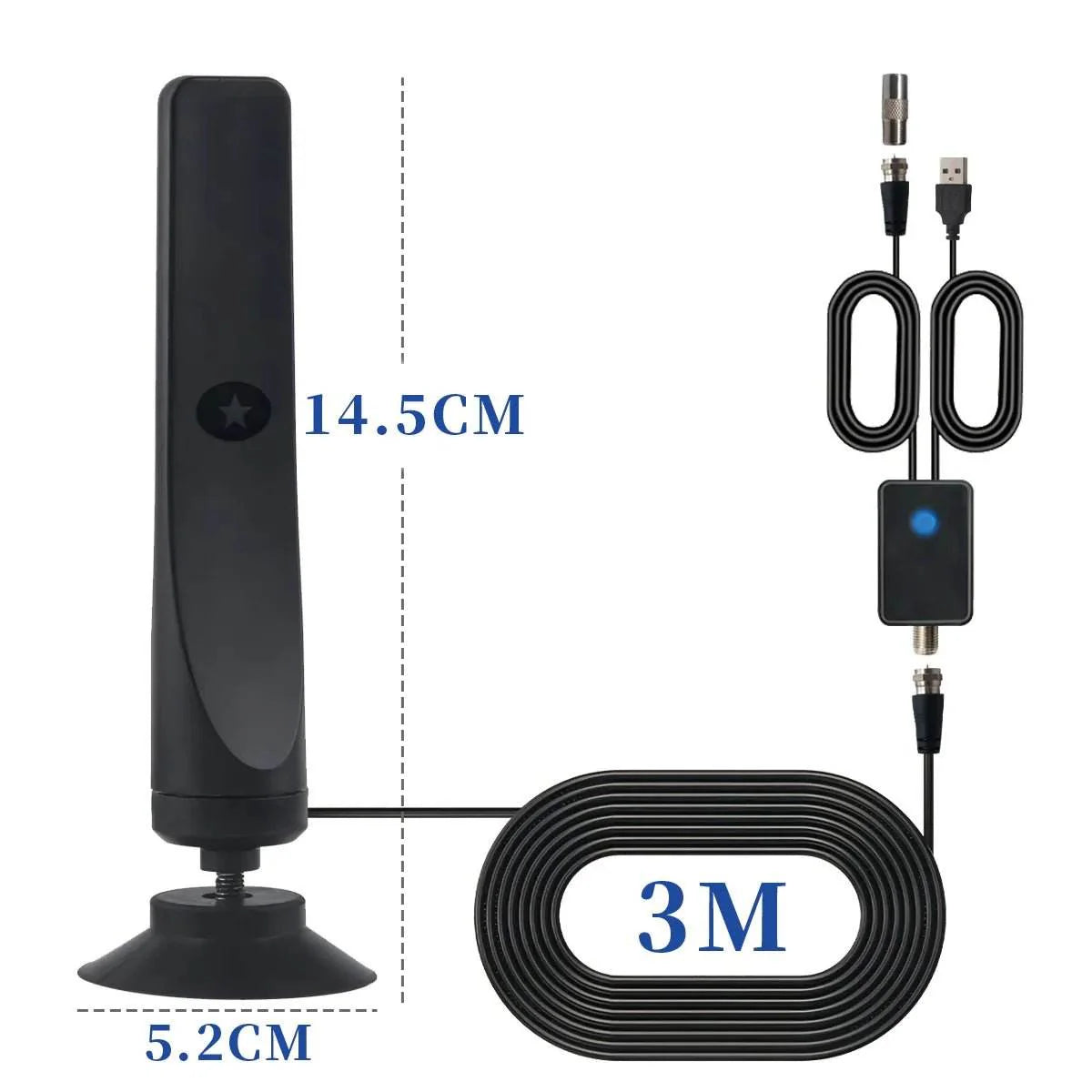 High Gain TV Antenna Signal Booster with Suction Cup