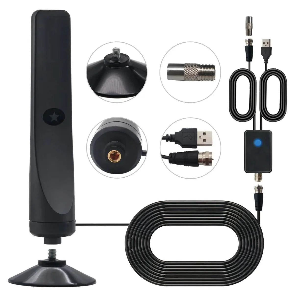 High Gain TV Antenna Signal Booster with Suction Cup
