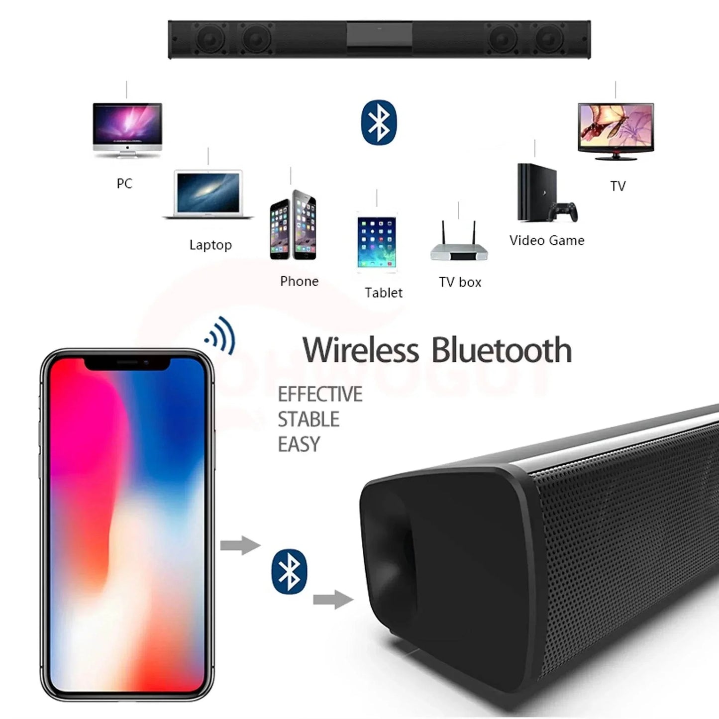 Bluetooth Sound Bar for Home Theater | 3 Channel Speakers