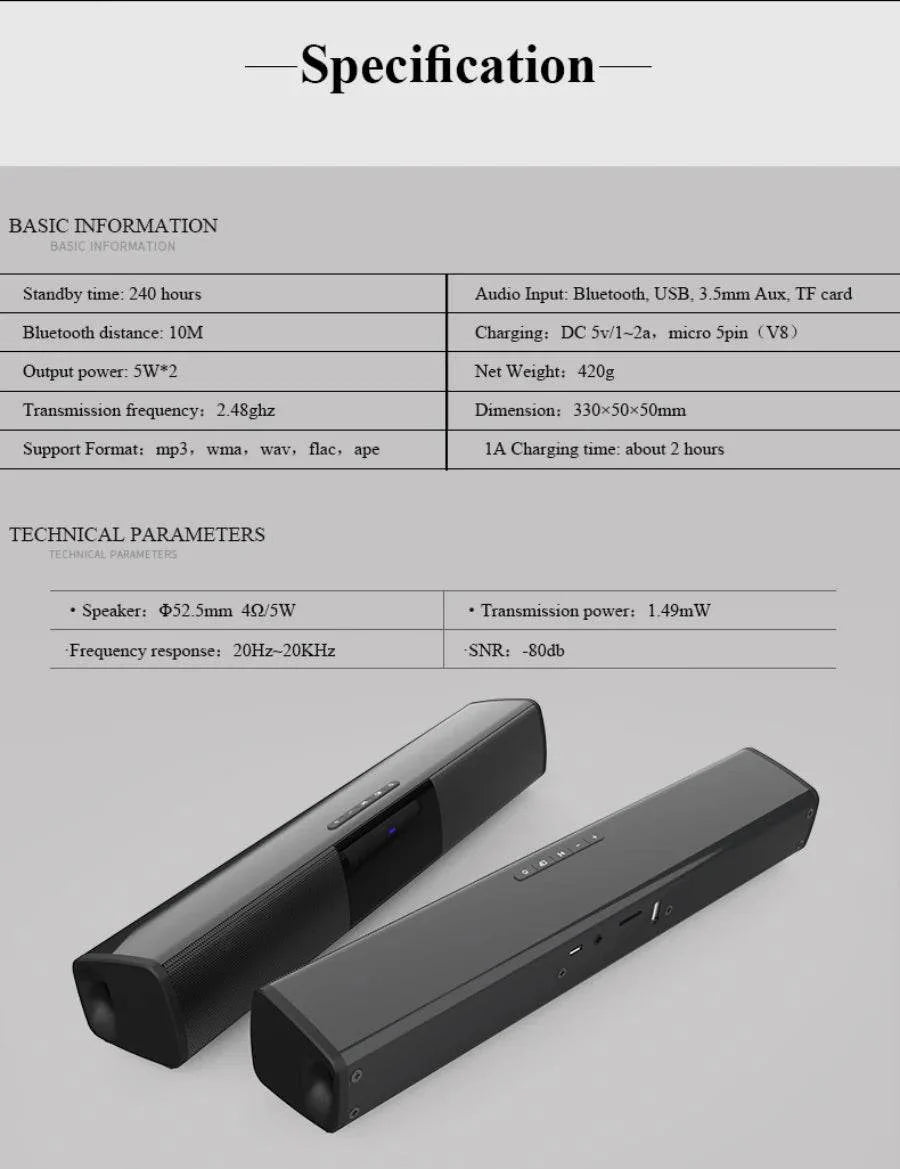 Bluetooth Sound Bar for Home Theater | 3 Channel Speakers
