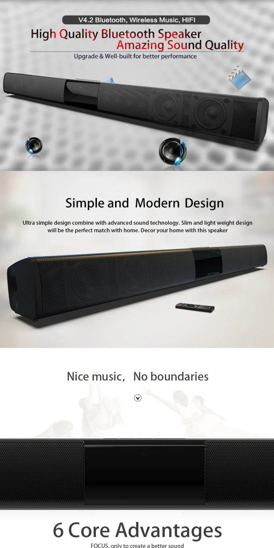Bluetooth Sound Bar for Home Theater | 3 Channel Speakers