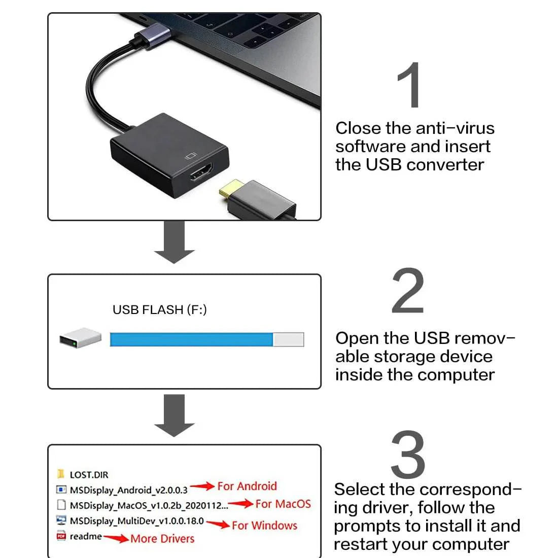 USB 3.0 to HDMI Adapter - 1080P Converter Cable