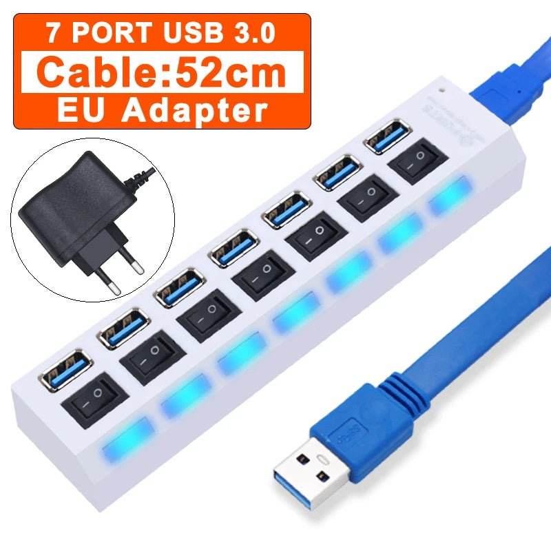 USB 3.0 Hub - 4/7 Port Multi USB Splitter