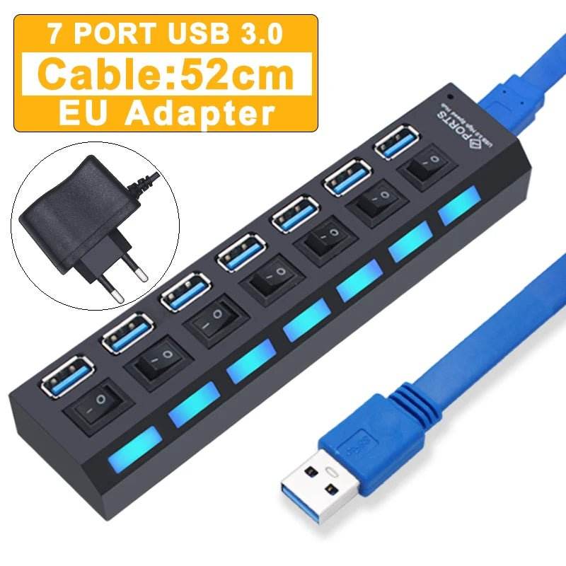 USB 3.0 Hub - 4/7 Port Multi USB Splitter