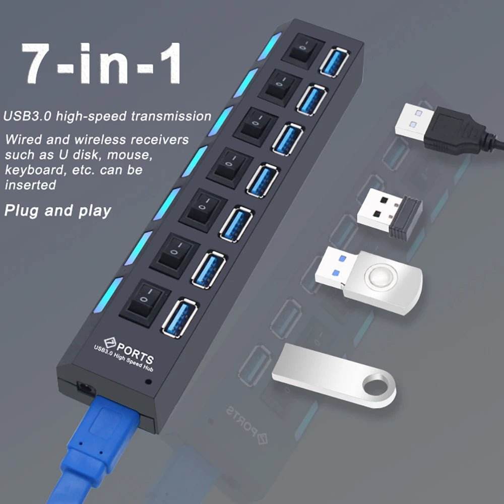 USB 3.0 Hub - 4/7 Port Multi USB Splitter