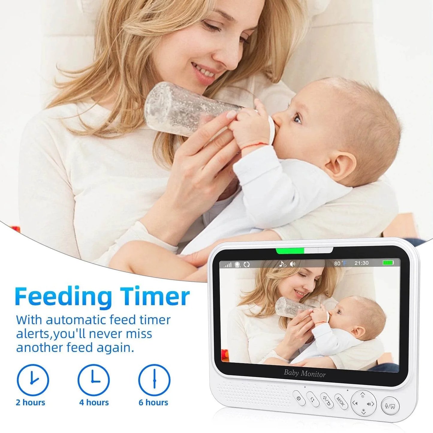 7" Video Baby Monitor with Pan-Tilt-Zoom & Night Vision