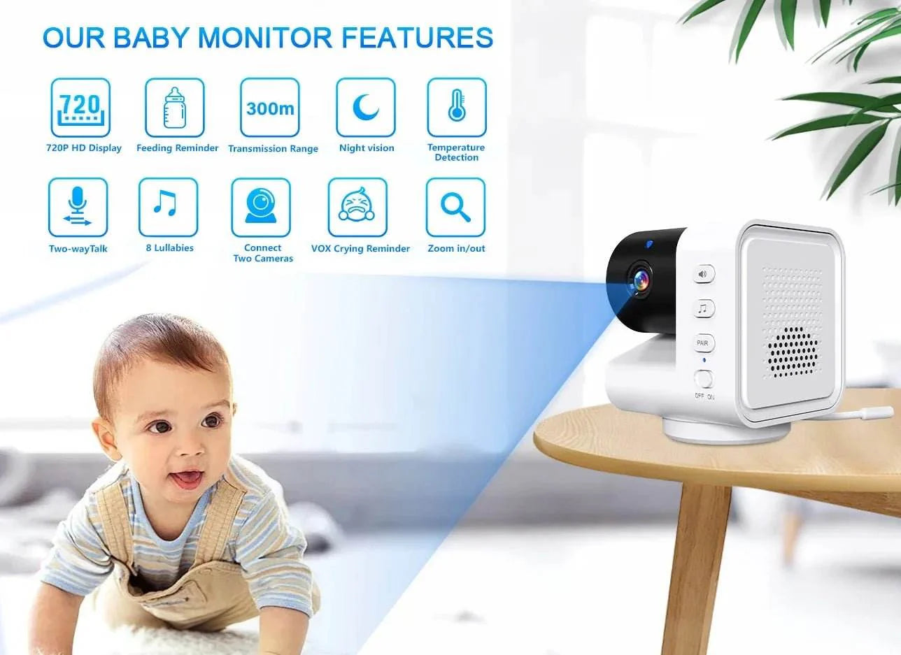 7" Video Baby Monitor with Pan-Tilt-Zoom & Night Vision