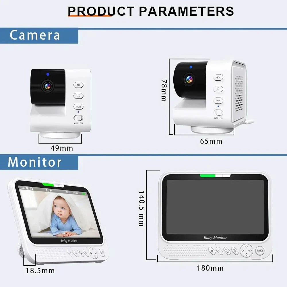 7" Video Baby Monitor with Pan-Tilt-Zoom & Night Vision