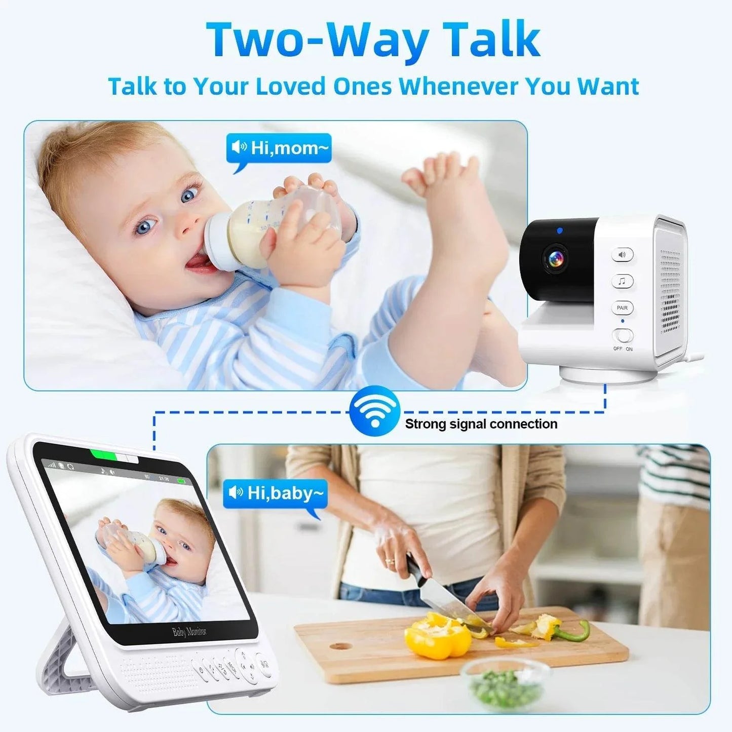7" Video Baby Monitor with Pan-Tilt-Zoom & Night Vision