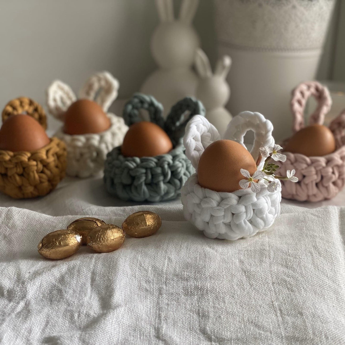 White Easter Bunny Egg Cups